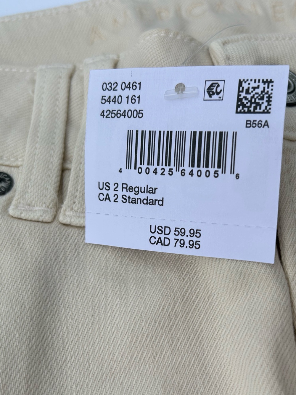 NWT🌷American Eagle Outfitters Low-Rise Baggy Wide Leg Pants in Cream/ Ecru - Picture 8 of 8